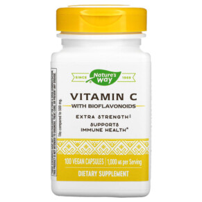 Thực phẩm bổ sung Nature's Way Vitamin C With Bioflavonoids Extra Strength 1.000 mg 100 Vegan Capsules 033674154649