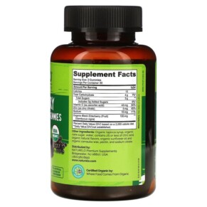 Thành phần vi chất của NATURELO Elderberry Immune Support Gummies 60 Vegan Friendly Gummies 628110628572