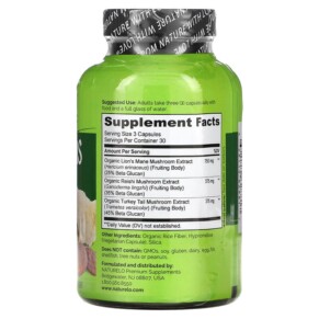 Viên uống NATURELO Nấm Tăng Cường Não Bộ & Miễn Dịch 90 viên chay 3 Thành phần vi chất của NATURELO Mushrooms Brain + Immune Blend 90 Vegetarian Capsules 628110628817