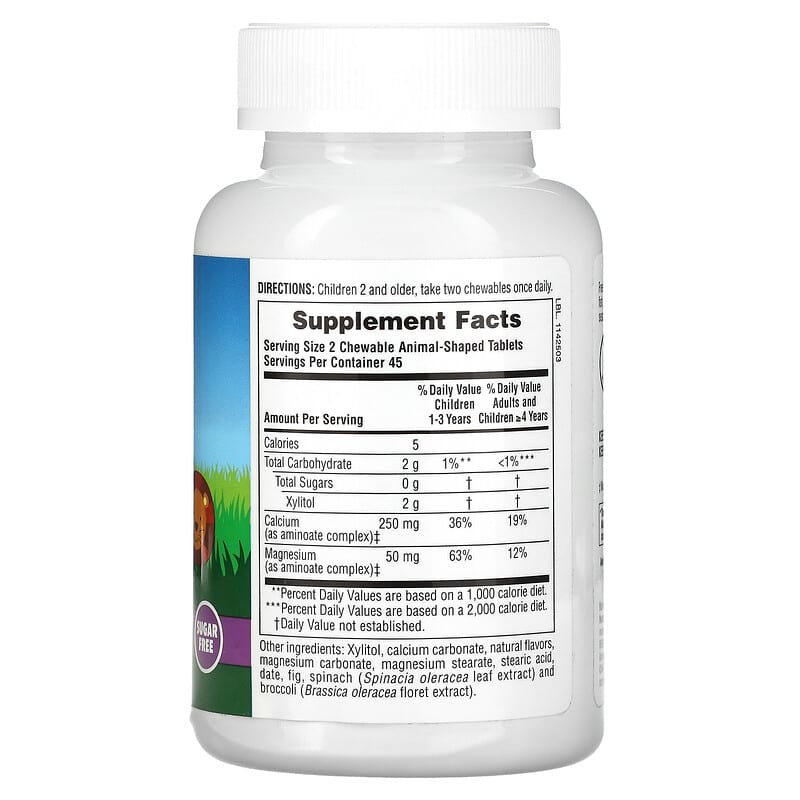 Thành phần vi chất của NaturesPlus Animal Parade Calcium Children’s Chewable Supplement Vanilla Sundae Sugar Free 90 Animal-Shaped Tablets 097467299214