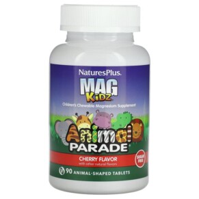 Thực phẩm bổ sung NaturesPlus Animal Parade MagKidz Children's Chewable Magnesium Cherry 90 Animal-Shaped Tablets 097467299429