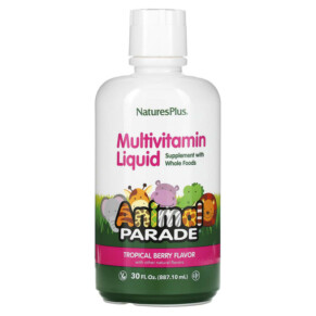 Thực phẩm bổ sung NaturesPlus Animal Parade Multivitamin Liquid Tropical Berry 30 fl oz (887.1 ml) 097467299511