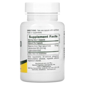 Viên uống NaturesPlus Bioperine 10 90 viên hỗ trợ hấp thu dinh dưỡng 3 Thành phần vi chất của NaturesPlus Bioperine 10 90 Capsules 097467043770