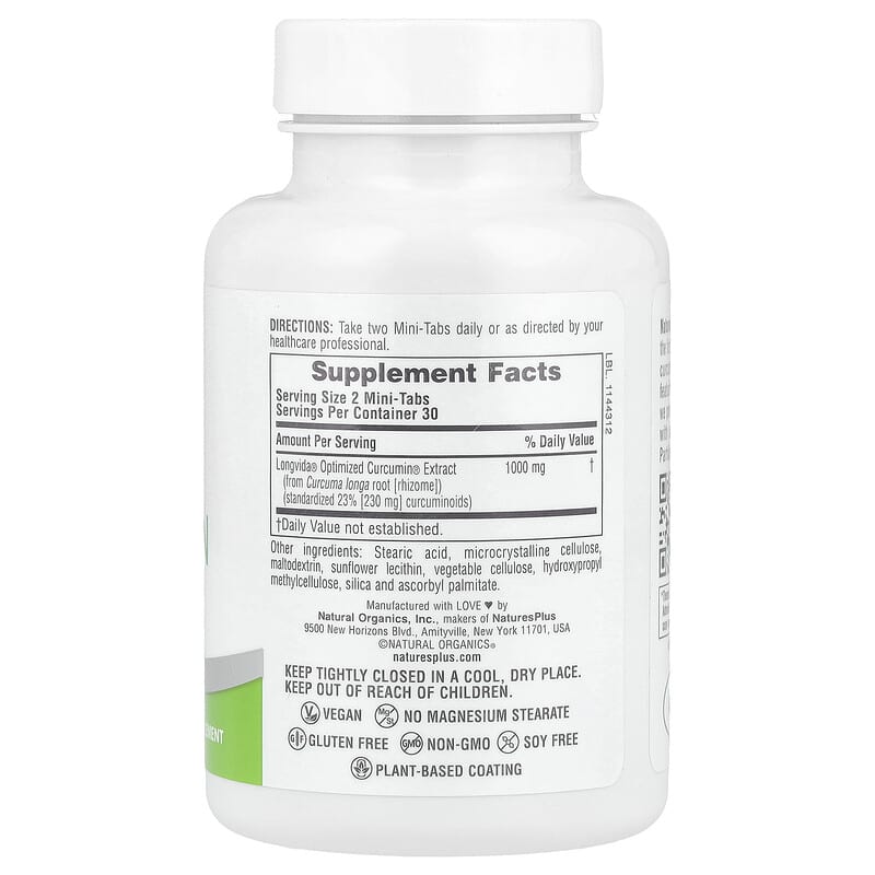 NaturesPlus Pro Longvida Curcumin 1000 60 viên Nhỏ 9 NaturesPlus Pro Longvida Curcumin 1000 60 viên Nhỏ 097467496163