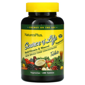 Thực phẩm bổ sung NaturesPlus Source of Life Multi-Vitamin & Mineral Supplement with Whole Food Concentrates 180 Tablets 097467030589
