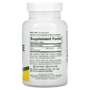 Viên uống NaturesPlus Niacinamide 1000 mg 90 viên tan chậm 3 Thành phần vi chất của NaturesPlus Sustained Release Niacinamide 1000 mg 90 Tablets 097467019300