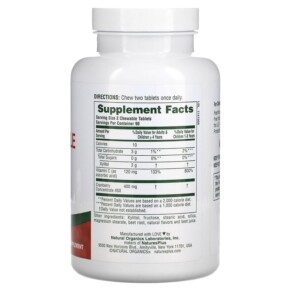 viên nhai hình trái tim NaturesPlus Ultra Chewable Cranberry 180 viên 3 Thành phần vi chất của NaturesPlus Ultra Chewable Cranberry 180 Heart-Shaped Chewables 097467039575