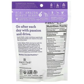 Bột Acai Hữu Cơ Navitas Organics 227g (8 oz) 3 Thành phần vi chất của Navitas Organics Organic Acai Powder 8 oz (227 g) 858847000376