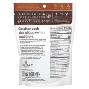 Thành phần vi chất của Navitas Organics Organic Cacao Sweet Nibs 8 oz (227 g) 811961021313