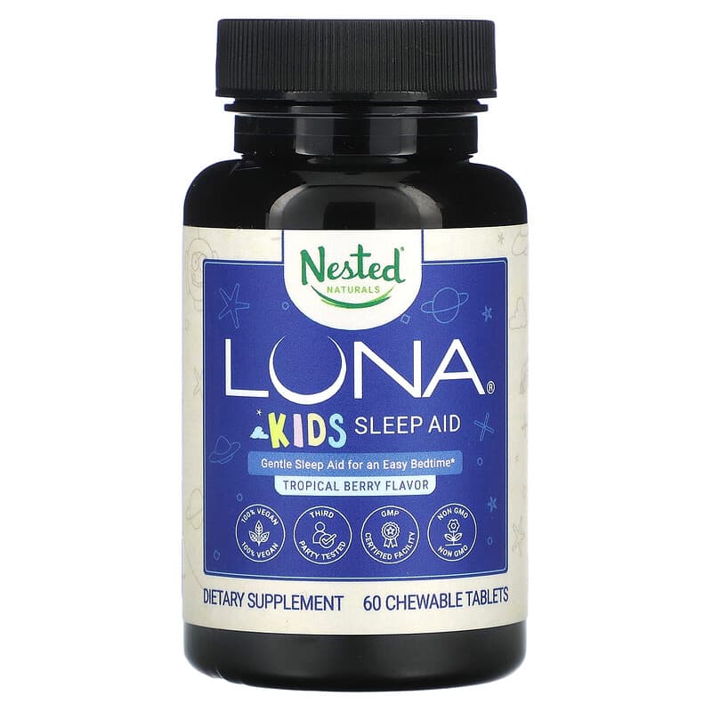 Viên ngậm hỗ trợ giấc ngủ cho trẻ em Luna Kids Tropical Berry 60 viên của Nested Naturals 10 nested naturals luna kids sleep aid tropical berry 60 chewable tablets 116491 852446007118