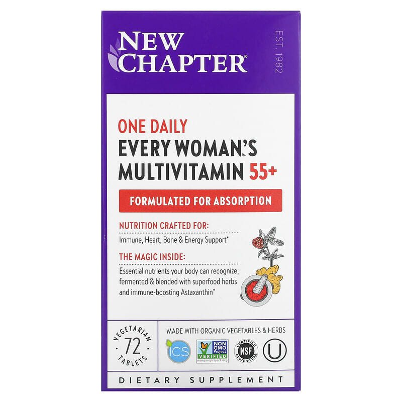 Viên uống đa vitamin New Chapter Every Woman's One Daily 55+ cho nữ 72 viên thực vật 10 new chapter every woman s one daily 55 multivitamin 72 vegetarian tablets 73267 727783901255