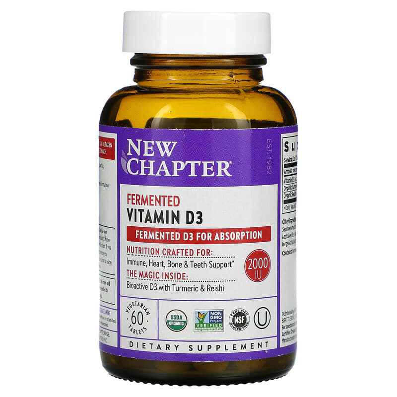 Viên uống Vitamin D3 2000 IU New Chapter 60 viên chay 10 new chapter fermented vitamin d3 2 000 iu 60 vegetarian tablets 101967 727783902634