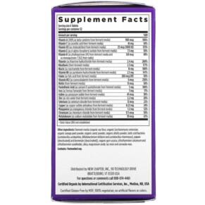 Viên uống đa vitamin New Chapter Tiny Tabs 192 viên thực vật 3 Thành phần vi chất của New Chapter Tiny Tabs Multivitamin 192 Vegetarian Tablets 727783003621