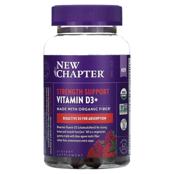 New Chapter Vitamin D3+ Strength Support Mixed Berry 60 viên 10 new chapter vitamin d3 strength support mixed berry 60 flavored gummies 119900 727783903761