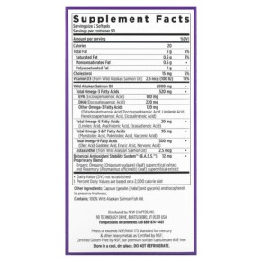 Thành phần vi chất của New Chapter Wholemega Fish Oil 180 Softgels 727783050007