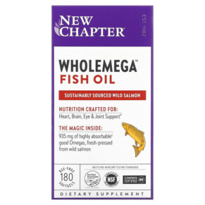 Thực phẩm bổ sung New Chapter Wholemega Fish Oil 180 Softgels 727783050007