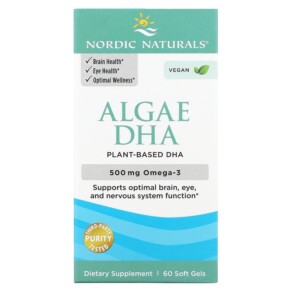 Thực phẩm bổ sung Nordic Naturals Algae DHA 60 Soft Gels 768990016042