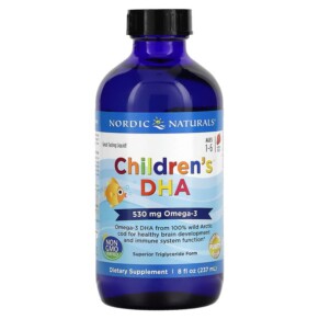 Thực phẩm bổ sung Nordic Naturals Children's DHA Ages 1-6 Strawberry 530 mg 8 fl oz (237 ml) 768990027239