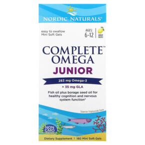 Thực phẩm bổ sung Nordic Naturals Complete Omega Junior Ages 6-12 Lemon 180 Mini Soft Gels 768990027758