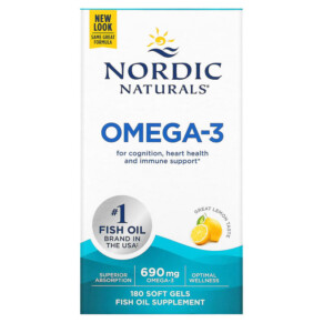 Thực phẩm bổ sung Nordic Naturals Omega-3 Lemon 345 mg 180 Soft Gels 768990037603