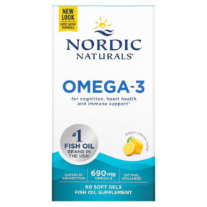 Thực phẩm bổ sung Nordic Naturals Omega-3 Lemon 345 mg 60 Soft Gels 768990017605