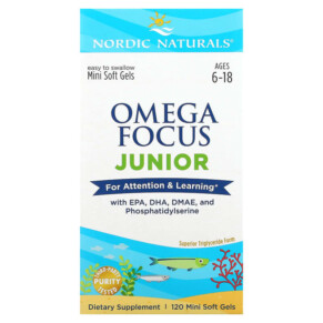 Thực phẩm bổ sung Nordic Naturals Omega Focus Junior Ages 6-18 120 Mini Soft Gels 768990027857