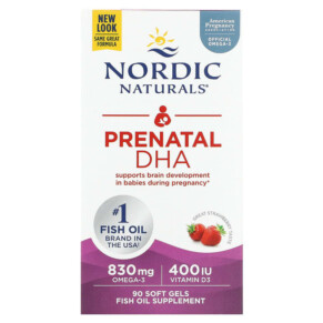 Thực phẩm bổ sung Nordic Naturals Prenatal DHA Strawberry 830 mg 90 Soft Gels 768990017537