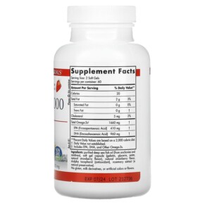 Thành phần vi chất của Nordic Naturals ProDHA 1000 Strawberry 1000 mg 120 Soft Gels 768990017469