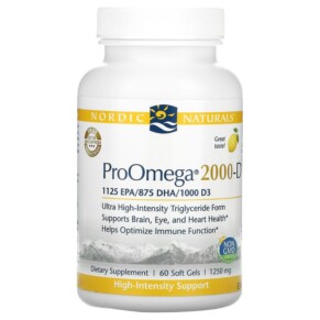 Thực phẩm bổ sung Nordic Naturals ProOmega 2000-D Lemon 1250 mg 60 Soft Gels 768990121340