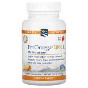 Thực phẩm bổ sung Nordic Naturals ProOmega 2000 Jr. Strawberry 650 mg 60 Soft Gels 768990071256