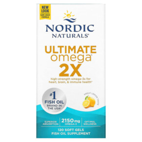 Thực phẩm bổ sung Nordic Naturals Ultimate Omega 2X Lemon 1.075 mg 120 Soft Gels 768990021527