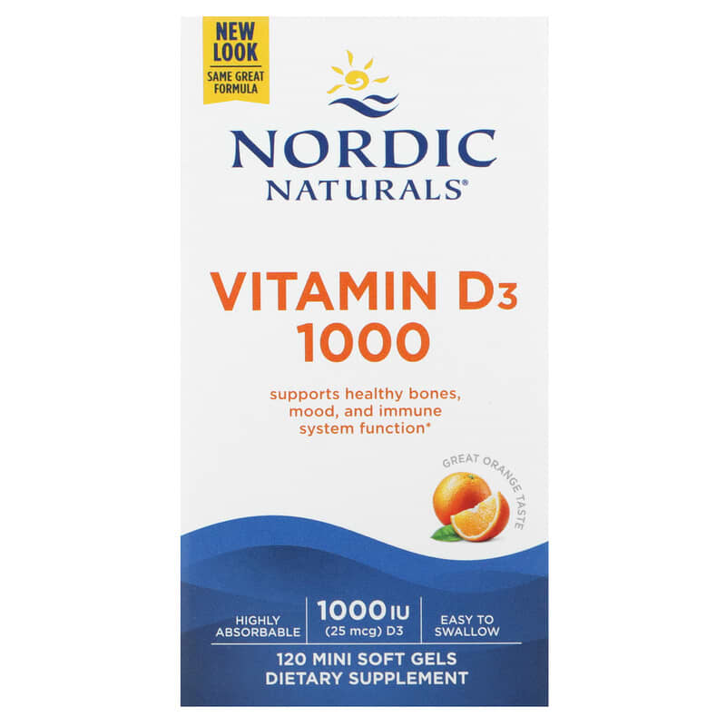 Vitamin D3 1000 Orange 25 mcg (1.000 IU) 120 viên mềm Nhỏ Nordic Naturals 10 nordic naturals vitamin d3 1000 orange 25 mcg 1 000 iu 120 mini soft gels 23079 768990016004