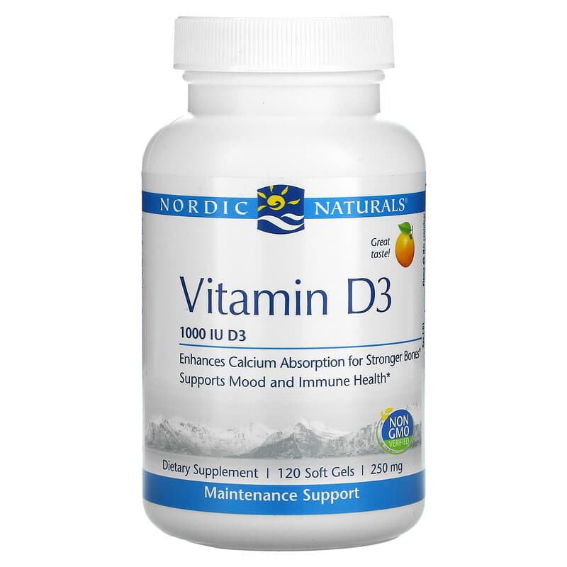 Vitamin D3 Nordic Naturals 1000 IU Hương Cam 120 viên mềm 10 nordic naturals vitamin d3 orange 1 000 iu 120 soft gels 80552 768990016011