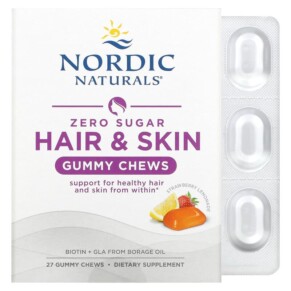 Thực phẩm bổ sung Nordic Naturals Zero Sugar Hair & Skin Gummy Chews Strawberry Lemonade 27 Gummy Chews 768990016660
