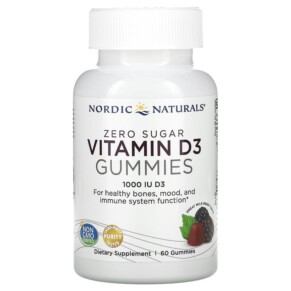 Thực phẩm bổ sung Nordic Naturals Zero Sugar Vitamin D3 Gummies Wild Berry 25 mcg (1.000 IU) 60 Gummies 768990311376