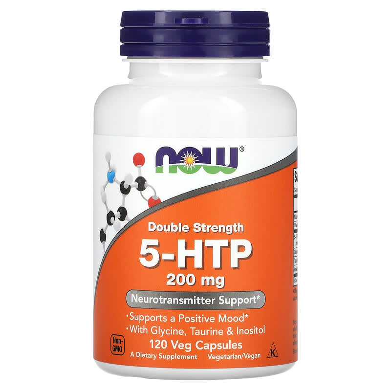 NOW Foods 5-HTP Double Strength 200 mg 120 viên nang chay 10 now foods 5 htp double strength 200 mg 120 veg capsules 39956 733739001115
