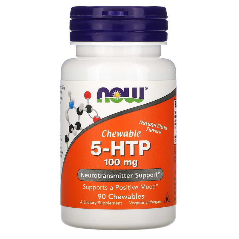 viên nhai NOW Foods 5-HTP hương cam tự nhiên 100 mg 90 viên 10 now foods 5 htp natural citrus flavor 100 mg 90 chewables 39053 733739001092