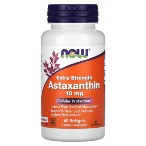 Thực phẩm bổ sung NOW Foods Astaxanthin 10 mg 60 Softgels 733739022516