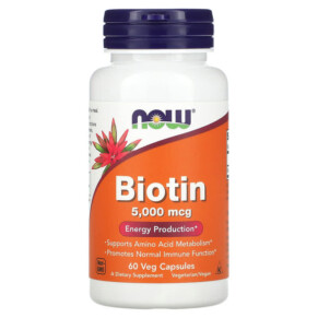 Thực phẩm bổ sung NOW Foods Biotin 5.000 mcg 60 Veg Capsules 733739004710