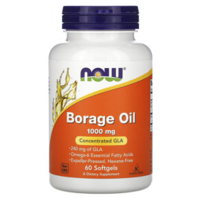 Thực phẩm bổ sung NOW Foods Borage Oil Concentration GLA 1.000 mg 60 Softgels 733739017208