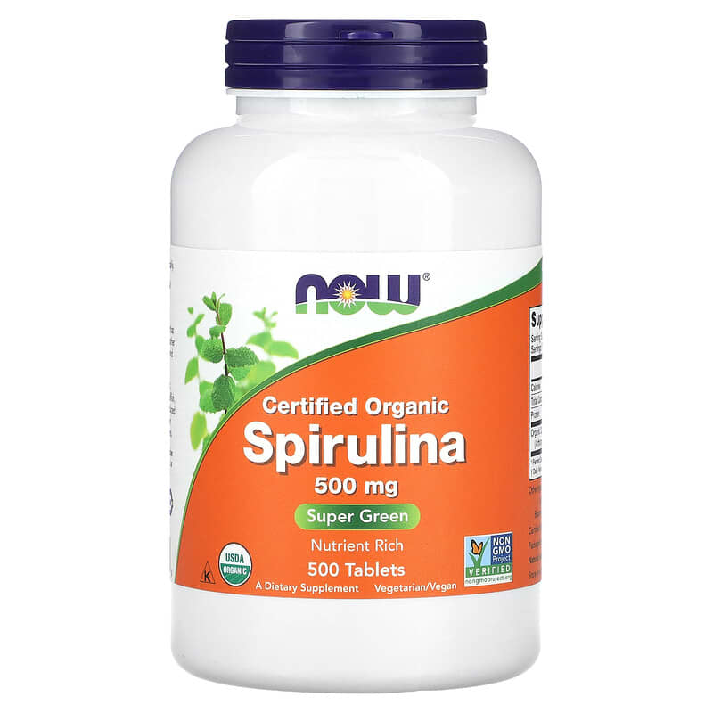 Viên uống NOW Foods Spirulina hữu cơ 500 mg 500 viên 10 now foods certified organic spirulina 500 mg 500 tablets 783 733739027009