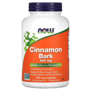 Thực phẩm bổ sung NOW Foods Cinnamon Bark 600 mg 240 Veg Capsules 733739046376