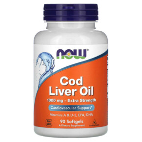 Thực phẩm bổ sung NOW Foods Cod Liver Oil Extra Strength 1.000 mg 90 Softgels 733739017437