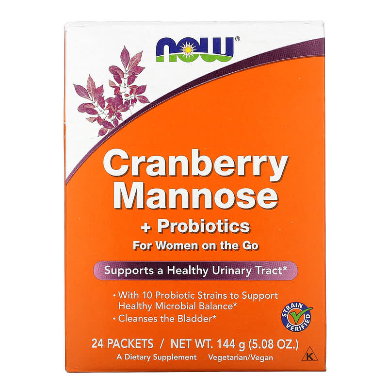 NOW Foods Cranberry Mannose & Probiotics cho nữ Di Chuyển 24 gói 0.21 oz (6 g)/gói 10 now foods cranberry mannose probiotics for women on the go 24 packets 0 21 oz 6 g each 41291 733739028129