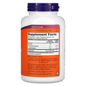 Thành phần vi chất của NOW Foods D-Mannose Pure Powder 6 oz (170 g) 733739028099