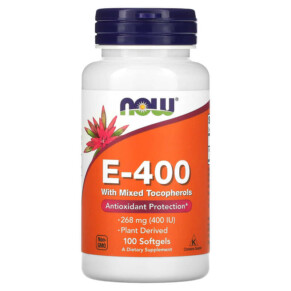 Thực phẩm bổ sung NOW Foods E-400 with Mixed Tocopherols 268 mg (400 IU) 100 Softgels 733739008923