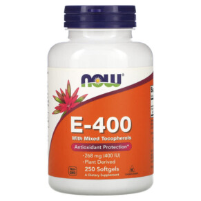 Thực phẩm bổ sung NOW Foods E-400 with Mixed Tocopherols 268 mg (400 IU) 250 Softgels 733739008947