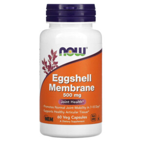 Thực phẩm bổ sung NOW Foods Eggshell Membrane 500 mg 60 Veg Capsules 733739033857
