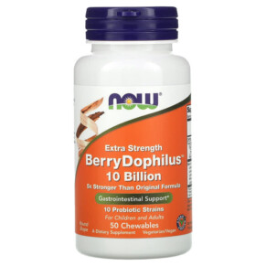 Thực phẩm bổ sung NOW Foods Extra Strength Berry Dophilus 50 Chewables 733739029232