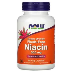 Thực phẩm bổ sung NOW Foods Flush-Free Niacin Double Strength 500 mg 90 Veg Capsules 733739004987